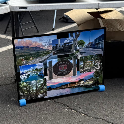 Photo collage highlighting local shops and services that support Maui small businesses before the fire.